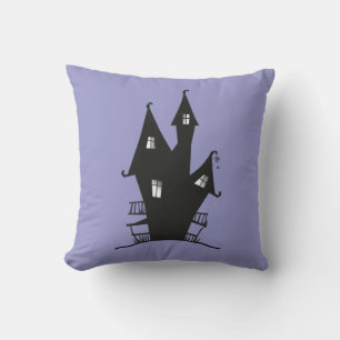 Almofada Casa Negra Assombrada em Fundo Roxo