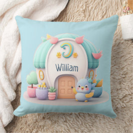 Almofada Casa pequena com dragão e rapaz do NOME