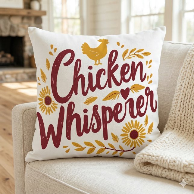 Almofada Casa Rústica de Campo Galinheiro Charme Rústico (Chicken Whisperer Rustic Farmhouse Cottagecore Throw Pillow On Sofa)