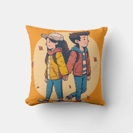 Almofada Casal com as mãos caminhando juntas no outono