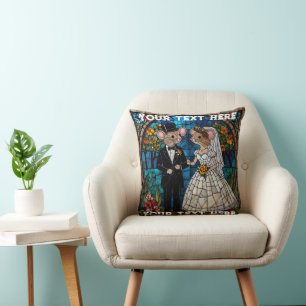 Almofada Casal De Casamento De Rato Mosaico, Efeito De Vidr