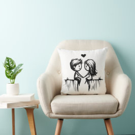 Almofada Casal de Desenho Animado & Corações