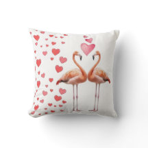 Casal de Flamingos Românticos com Decoração de Amo
