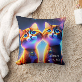 Almofada Casal de gato bonito debaixo do céu estrelado -