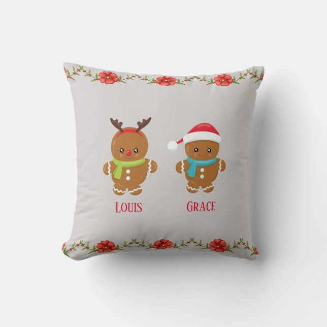 Almofada Casal do biscoito do pão-de-espécie com nomes (Frente)