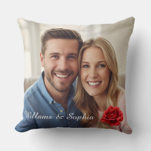 Almofada Casal Elegante Foto Nomes Personalizados Presentes
