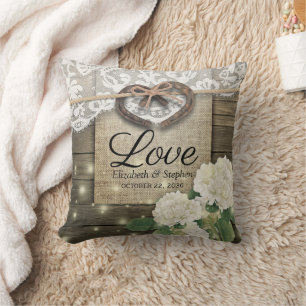 Almofada Casal Ferradura Coração Lace Hydrangea Casamento d
