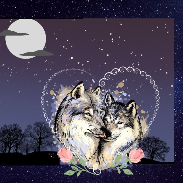 Almofada Casal Wolf Moon e Travesseiro decorativo das Estre (Criador carregado)
