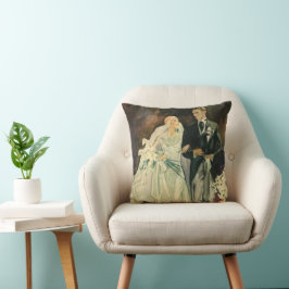 Almofada Casamento Art Deco Vintage Noiva e Noivo Recém-Cas