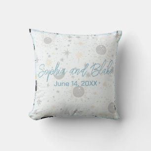 Almofada Casamento Celestial Ouro Preto Azul