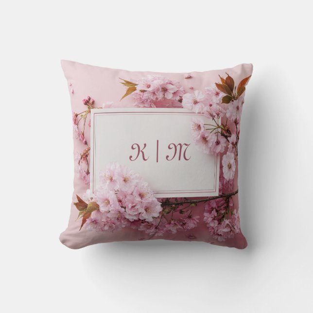 Almofada Casamento Cor-de-Rosa Sakura Cherry Blossom (Frente)