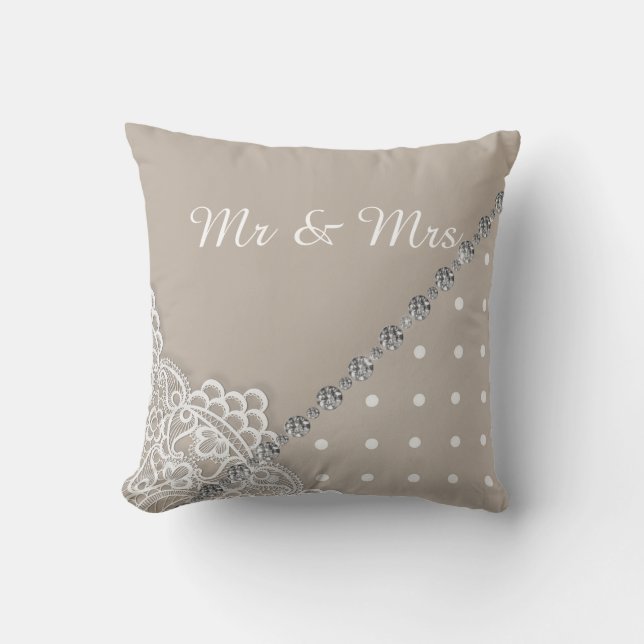 Almofada CASAMENTO DE CUSHION COM DIAMANTE Dourado (Frente)