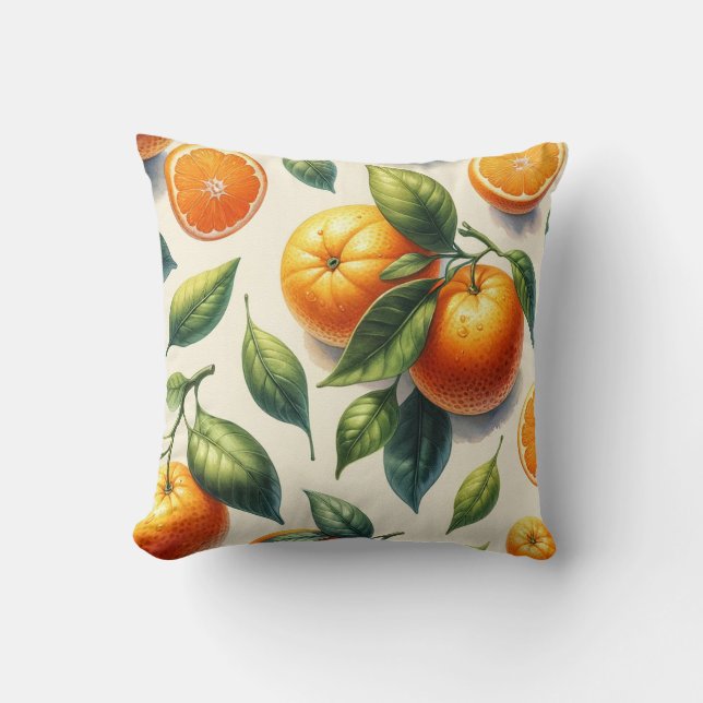 Almofada Casamento de Folhas de Laranja com Aquarela (Frente)