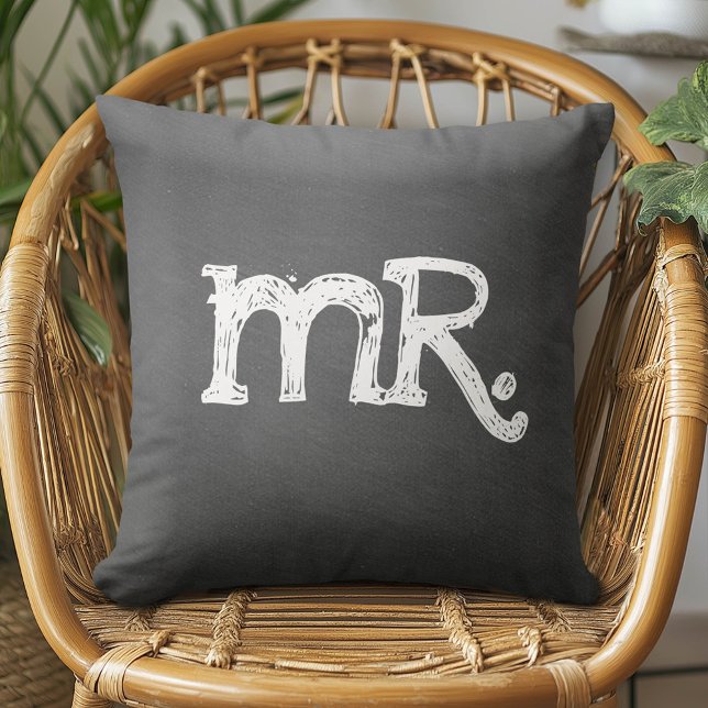 Almofada Casamento de Giz Sr. Sra. (Custom Pillow)