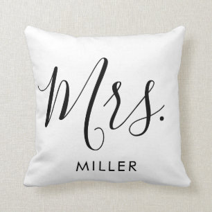 Almofada Casamento de Monograma de Script Modern Elegante