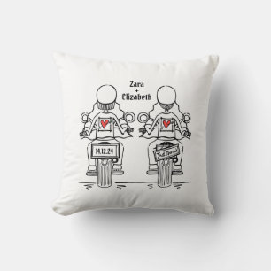 Almofada Casamento de motocicleta de duas noivas Biker