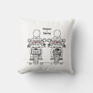 Almofada Casamento de motocicleta de duas noivas Biker