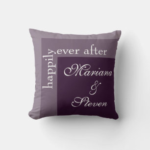 Almofada Casamento de Script Chic Simples e Roxo