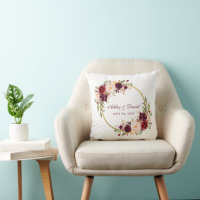 Casamento Dourado de Watercolor Burgundy Floral Wr