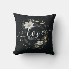 Almofada Casamento Dourado e preto branco Elegante