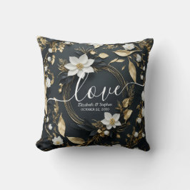 Almofada Casamento Dourado e preto branco Elegante