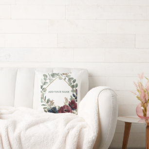 Almofada Casamento Geométrico Dourado Floral Burgundy Tempe