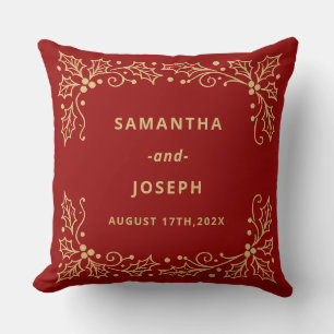 Almofada Casamento Luxuoso Vermelho e Dourado Antigo