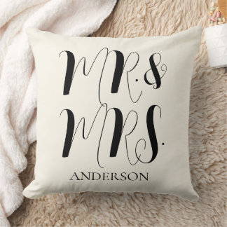 Almofada Casamento Moderno em Script para Sr e Sra