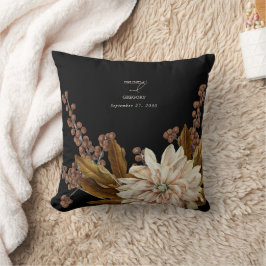 Almofada Casamento outono de Aquarela Floral Preta