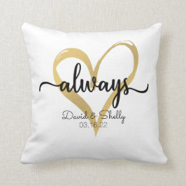 Almofada Casamento Personalizado do Coração Sempre Dourado