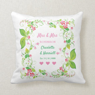 Almofada Casamento Personalizado Floral Personalizado Lésb