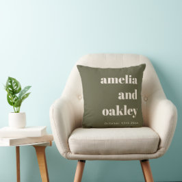 Almofada Casamento Personalizado Retro Minimalista Verde Ol