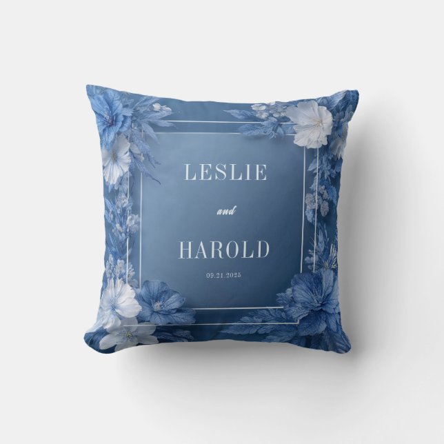 Almofada Casamento Romântico de Sangue de Jardim Azul (Frente)