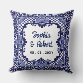 Almofada Casamento Talavera Azul Mexicano
