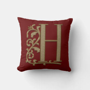 Almofada Casamento vermelho da família do monograma H