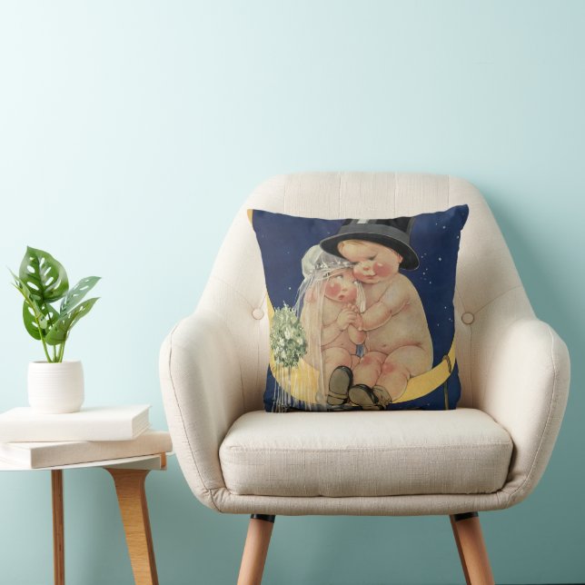 Almofada Casamento vintage, noiva e noiva em lua (Cadeira)