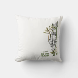 Almofada Casas dentro do mapa, abraçadas por ramos de olive