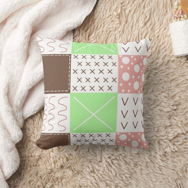 Almofada Castanho, Borgonha, Verde e Whimsical Mauve (Cobertor)