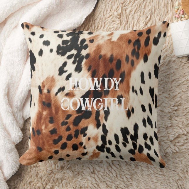 Almofada Castanho-Creme-Animal Cowhide (Cobertor)