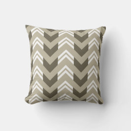 Almofada Castanho Moderno, bege, Padrão Chevron Branco