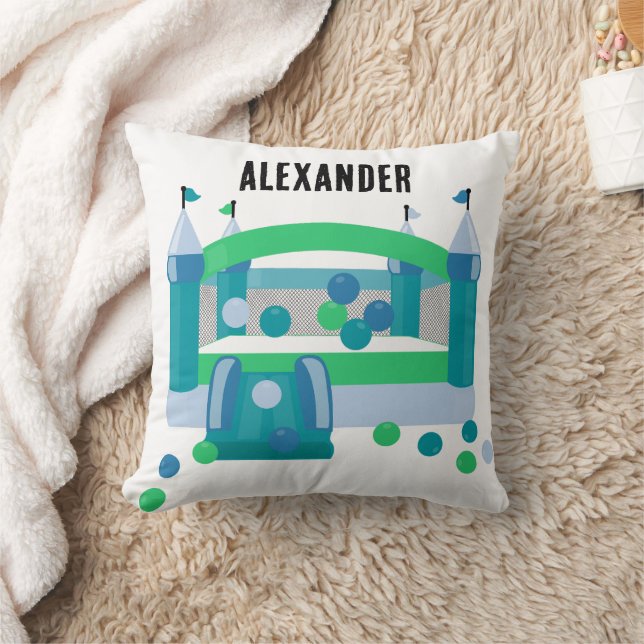 Almofada Castelo de Saltar Casa de Rebote Padrão Azul Fofo (Cobertor)