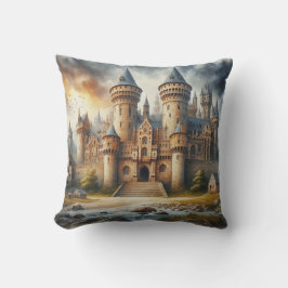 Almofada Castelo Medieval no Sunset com Céu Atmosférico