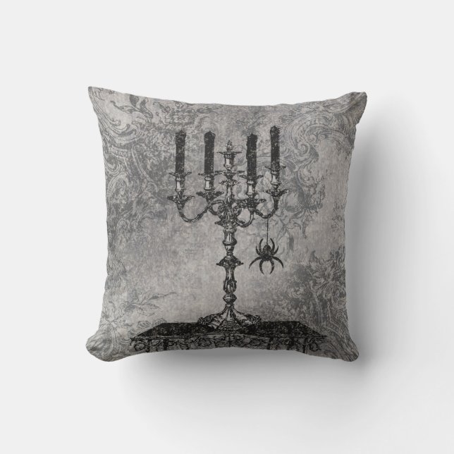 Almofada Castiçal gótico com aranha, o Dia das Bruxas (Frente)