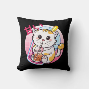 Almofada Cat Boba Tea Bubble Tea Cat Anime Kawaii Nek