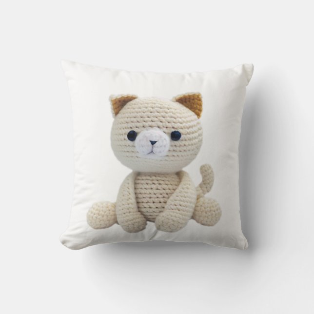 Almofada Cat Crochet Toy Cushion Baby Nursery (Frente)