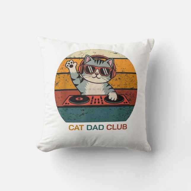 Almofada CAT DAD CLUB / Funny Retro (Frente)