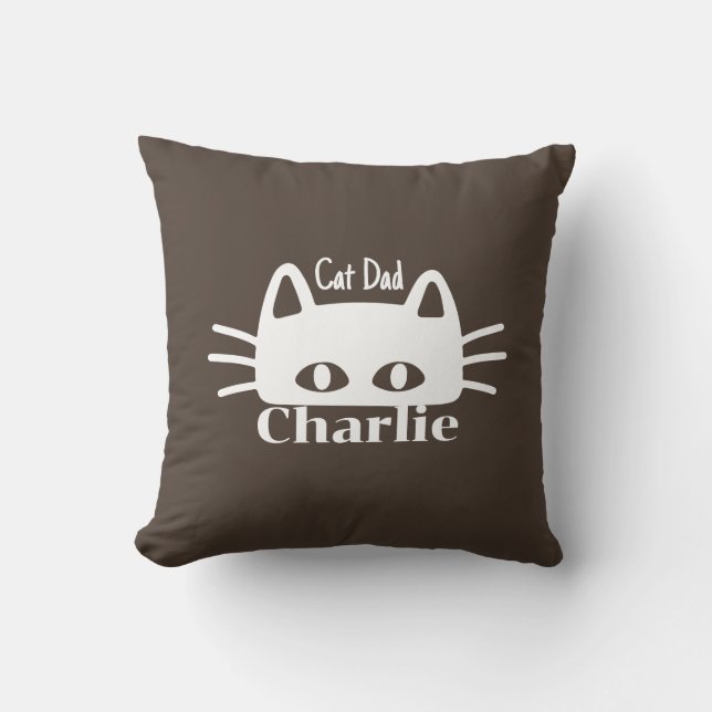 Almofada Cat Dad custom cat name (Frente)