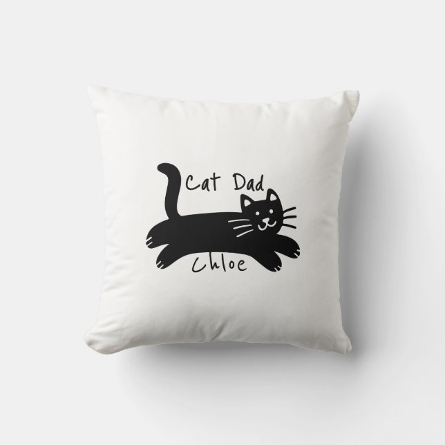 Almofada Cat Dad custom cat name (Frente)