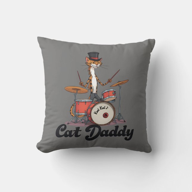 Almofada Cat Daddy Musician Jazz Music Drummer | Cats Dad (Frente)