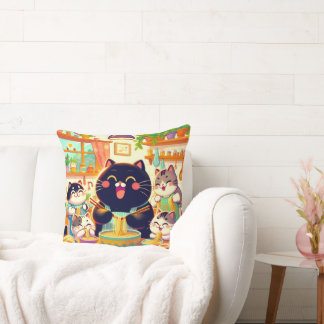 Almofada Cat eating Noodles soup and friends